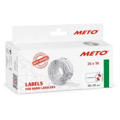 Afbeelding van Meto Prijskaartjes voordruk &quot;Te consumeren al&quot; (26 x 16 mm, 2 regels, 6.000 prijskaartjes, wit, permanent)