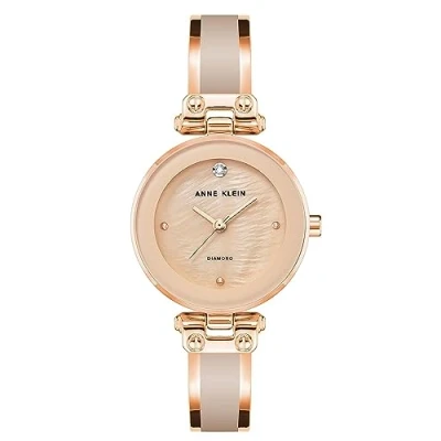 Afbeelding van ANNE KLEIN Dameshorloge met echte diamanten wijzerplaat, Roze, AK/1980BMRG