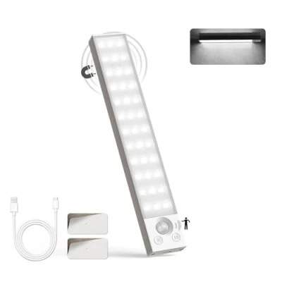 Afbeelding van LQWELL® 36 leds kastlamp met bewegingsmelder, 22,5 cm, 1500 mAh, oplaadbaar, dimbaar, voor keuken, kast, boekenkast, slaapkamer (wit, 1 stuk)