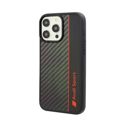 Afbeelding van Audi Sporthoes, compatibel met iPhone 15 Pro Max, schokabsorberende hoes precieze uitsparingen voor camera, aansluitingen en knoppen, zwart details