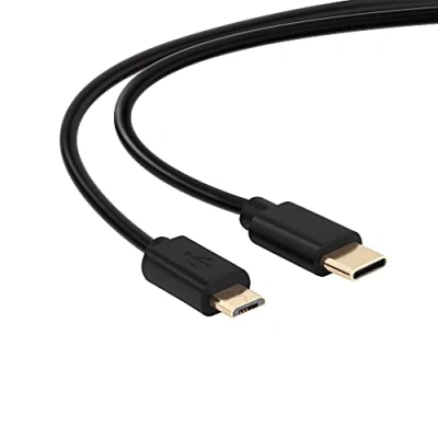 Afbeelding van conecto 1,00 m USB C naar Micro 2.0 aansluitkabel, vergulde contacten, datakabel en oplaadkabel, zwart