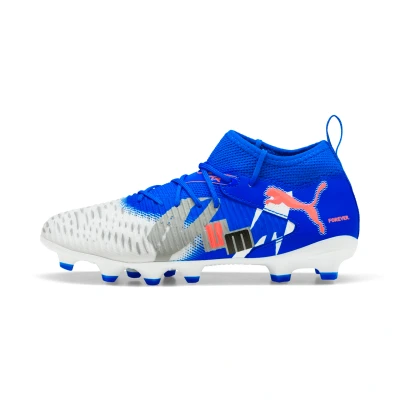 Afbeelding van PUMA Future 8 Match Fg/Ag Jr Chaussures de football unisexes pour enfant, blanc/bleu, 35.5 EU