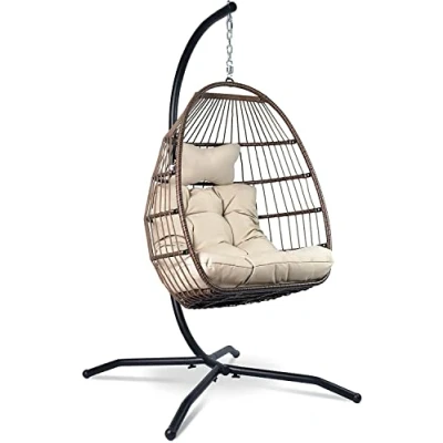 Afbeelding van Vita5 Egg Hangstoel Voor Binnen en Buiten tot 150kg Opvouwbaar Incl. Standaard &amp; Kussen Co