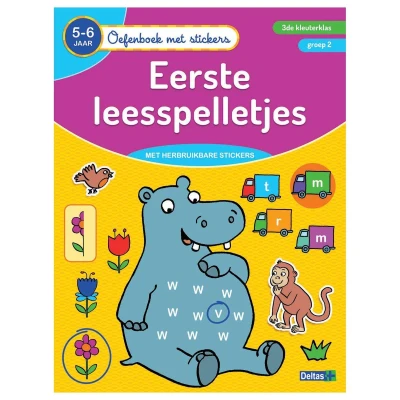 Afbeelding van Deltas Oefenboek met Stickers Eerste Leesspelletjes (5 6 jaar)