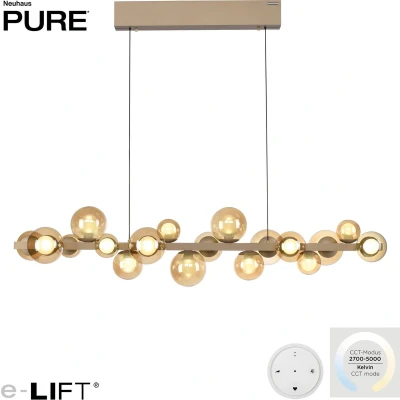 Afbeelding van PURE LED hanglamp E Popup bronskleurig glas/metaal CCT 18 lichts.