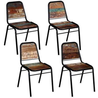 Afbeelding van Eetkamerstoelen 4 st massief gerecycled hout