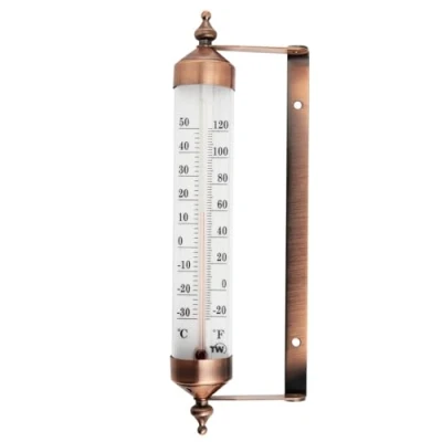 Afbeelding van Buitenthermometer met meter, brons effect, elegante tuinthermometer voor buiten, geschikt buitentemperatuur, broeikas, garage, eenvoudig op te hangen