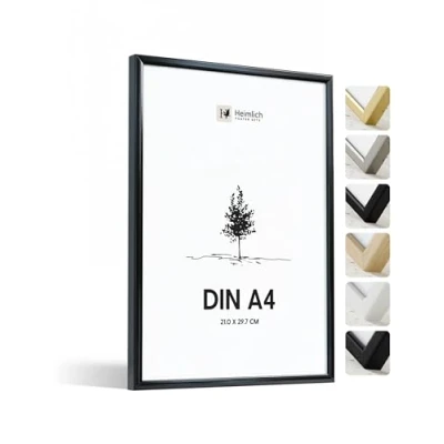 Afbeelding van Heimlich® 1 x A4 fotolijst 21 30 cm, zwart, metaal, 29,7 kleine collage, aluminium metalen lijst,