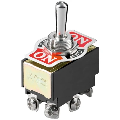 Afbeelding van Goobay miniatuur tuimelschakelaar, 2x AAN UIT AAN, 6 pinnen met schroefklemmen ideaal voor doe