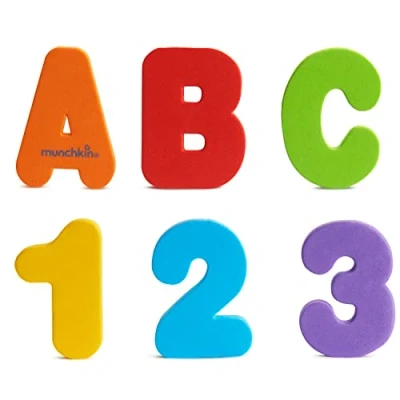 Afbeelding van Munchkin 36 stuks letters en cijfers van schuim voor het leren babybaden, stickers op tegels porselein, creatief badspeelgoed peuters, afneembaar