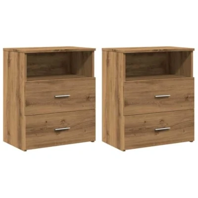 Afbeelding van vidaXL Nachtkastjes 2 st 50x32x60cm bewerkt hout artisanaal eikenkleur