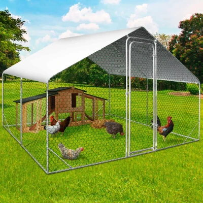 Afbeelding van Enclos poulailler 9 m² parc grillagé 3x3 M acier galvanisé