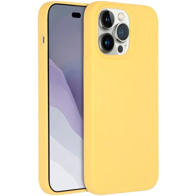 Afbeelding van Accezz Hoesje Geschikt voor iPhone 14 Pro Max Siliconen Liquid Silicone Backcover MagSafe Geel