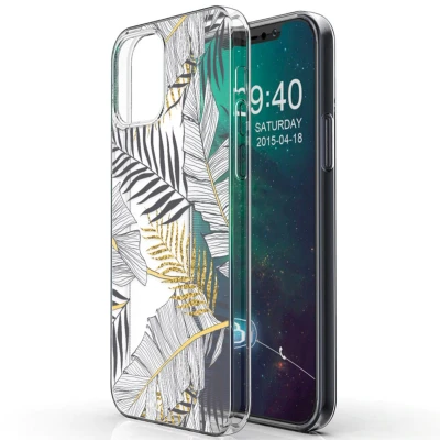 Afbeelding van iMoshion hoesje Geschikt voor iPhone 12 Pro / Siliconen Design Meerkleurig Zwart Goud Glamour Botanic