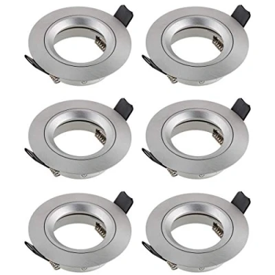 Afbeelding van SEBSON 6x Inbouwspot incl. GU10 Fitting (LED/Halogeen) Boorgat Ø65mm, Zilver Mat Aluminium, Plafondspot Ø80x24mm