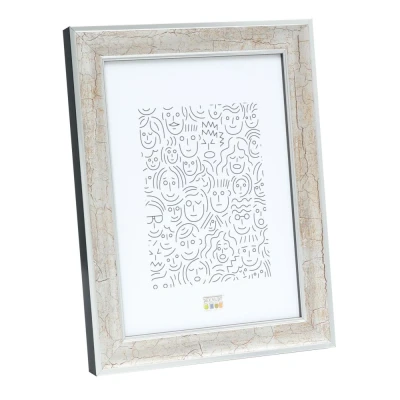 Afbeelding van Deknudt Zilverkleurige houten fotokader met donkerbruine craquelé afwerking 18x24 S40JE9
