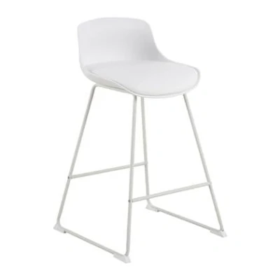 Afbeelding van Barstoel Wit PU Leer 50x49x84 cm Sithney Giga Living Set van 2