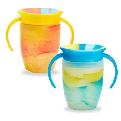 Afbeelding van Munchkin Miracle 360 6+ maanden 7oz Baby Sippy Cups (2 stuks). Trainer Cup, Spill Free, Vaatwasmachinebestendige Waterfles met Easy Grip Handgrepen (Blauw/Geel)