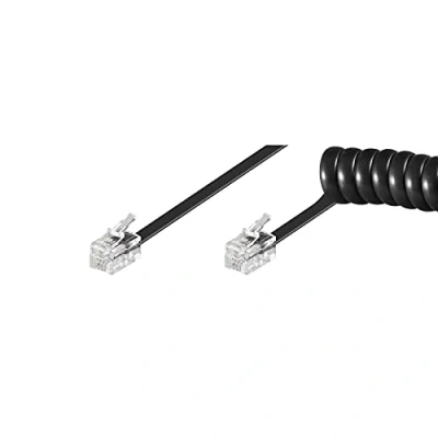 Afbeelding van Telefoon spiraalkabel RJ10 / zwart 7 meter