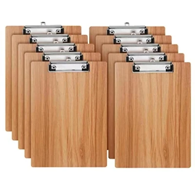Afbeelding van 10 stuks A4 klembord met discrete clip en ophanggat, van hout