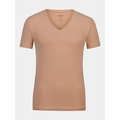Afbeelding van OLYMP T Shirt V Hals Nude maat XL Heren Huidskleur met Body fit Pasvorm Katoen Suitable Herenkleding