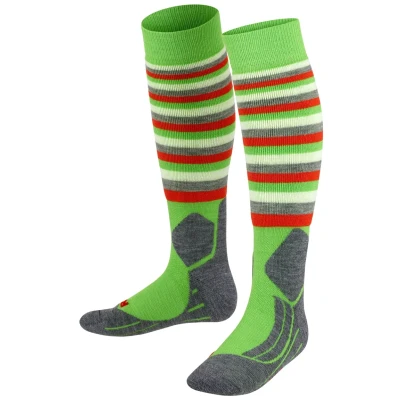 Afbeelding van Falke SK2 Stripes KIDS Skiing Mediumstrong Cushioned Antiblister Functional Sports Socks Sokken Vivid green voor kinderen, Maat: 31/34,