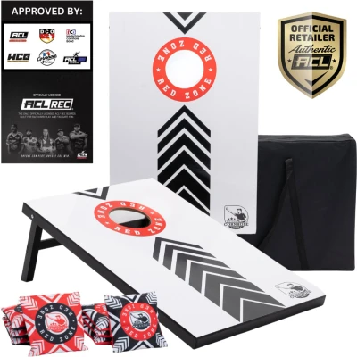 Afbeelding van Complete Cornhole Set 90x60 Red Zone Met 2 Boards 2x4 Zakjes Inclusief Draagtas