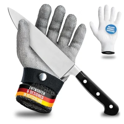 Afbeelding van LAUTER SCHUTZ LauterSchutz® Snijwerende handschoenen van roestvrij staaldraad, hoog draagcomfort en veilige pasvorm, met katoenen handschoen (XL)