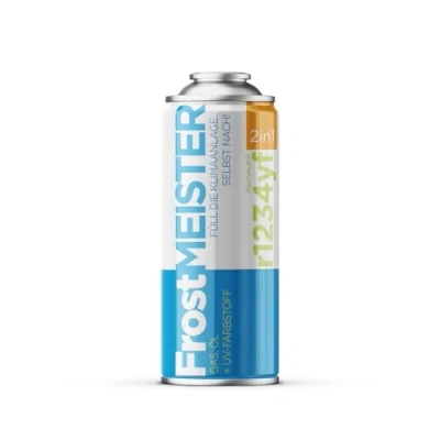 Afbeelding van FrostMEISTER Kit de recharge 2 en 1 pour climatiseur voiture (R1234YF, à partir 2017) Entretien rapide, facile et respectueux l&#039;environnement avec protection contre la corrosion
