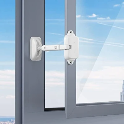 Afbeelding van 2 Stuks verstelbare raamspleet grootte baby veiligheid raam restrictor, kindveilige veiligheidsslot voor kinderen en huisdieren, eenvoudig te installeren gebruiken (2 Stuks, Wit)