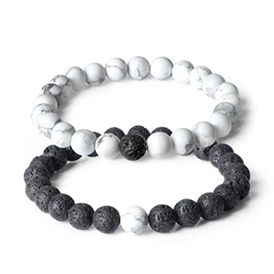 Afbeelding van COAI Armbanden voor koppels, echte stenen, elastisch koord, 18 cm, Steen, tijgeroog, Tijgeroog