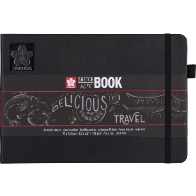 Afbeelding van Sakura Schetsboek, 80 Vel, 140 G/m², Ft A5, Zwart Papier Schetsblok