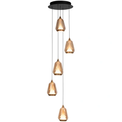Afbeelding van HighLight Hanglamp Tromba, rond 5 lichts, hoogte instelbaar