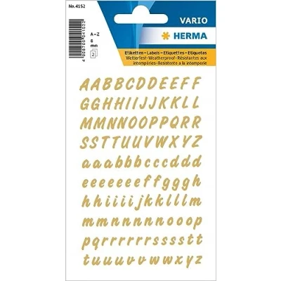 Afbeelding van Etiket HERMA 4152 8mm letters a Z goud op transparant 238 stuks Blister 2 vel 10
