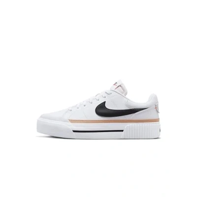Afbeelding van Nike Legacy Lift Court Sneaker voor dames, wit zwart Hemp Team oranje, 40 EU, White Black Orange