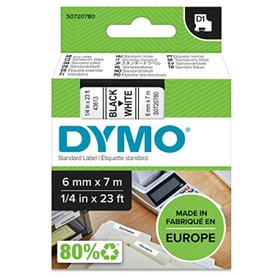 Afbeelding van Dymo 43613 (S0720780) Tape Zwart op wit (6 mm)