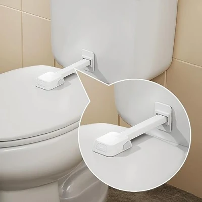 Afbeelding van EUDEMON 1 x veiligheidsslot voor baby en kindertoiletbril, eenvoudig te installeren, geen gereedschap of boren nodig (wit)