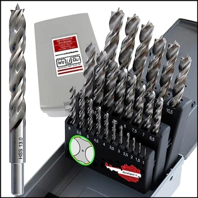 Afbeelding van WELIQU 25 stuks houtboor 1 13 mm voor hard en zacht hout let op: zeer scherpe boren van duurzaam HSS G staal in stappen 0,5