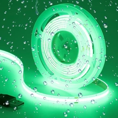 Afbeelding van GOMING DC 5 V USB COB ledstrip, groen, 520 nm, waterdicht, IP65, stroomvoorziening via USB, 2 m, 320 leds/m, flexibele ledstrips, zelfklevend, verlichting voor woondecoratie