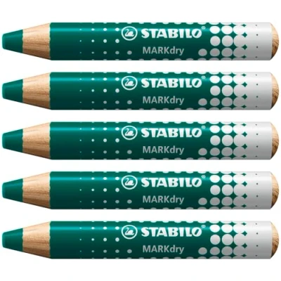 Image de STABILO Markdry Lot de 5 marqueurs pour tableau blanc et à papier Vert