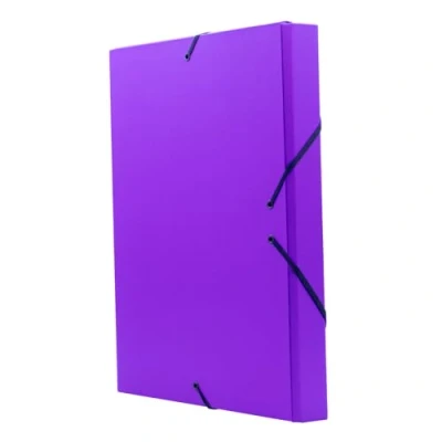 Afbeelding van Raylu Paper Mat projectmap DIN A4 met 5 cm rug, map van stevig karton en rubberen sluiting voor school of kantoorprojecten, ordner maat 34 x 24 (paars)