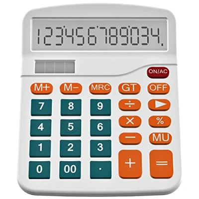 Afbeelding van Helect Basisrekenmachine, Standard Function Desktop Calculator, 12 Cijferig Dual Power (Zonne Energie en Batterij), Wit