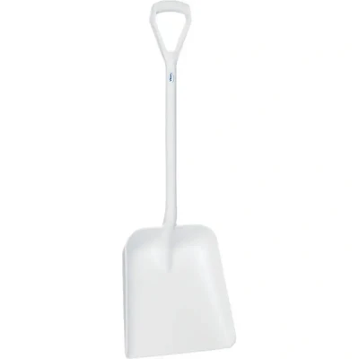 Afbeelding van Vikan Schoppen Lichtgewicht Schop Met Korte Steel En D greep Groot Diep Blad Van Polypropyleen Hoogte 1035mm (379x345x90mm) Wit