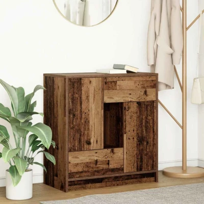 Afbeelding van vidaXL Dressoir met lades en deuren 70,5x34x74,5 cm oud hout