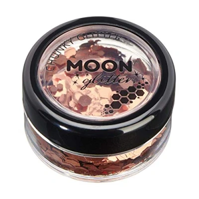 Afbeelding van Moon glitter Klassieke grove korreling 100% cosmetica voor gezicht, lichaam, nagels, haar en lippen, 3 g koperbrons