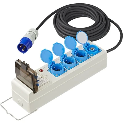 Afbeelding van Pro Plus Tent /vouwwagen Stekkerdoos 20 meter 3 x 2.5 mm2 Stopcontacten MCCB ALS 2 USB