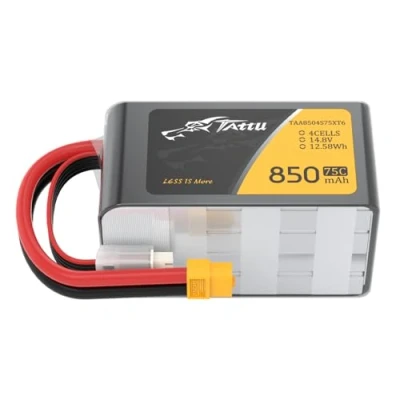 Afbeelding van Tattu 850 mAh, 14,8 V, 75 C, 4S1P Lipo Pack met XT60 aansluiting voor FPV Racing Quadcopters drones