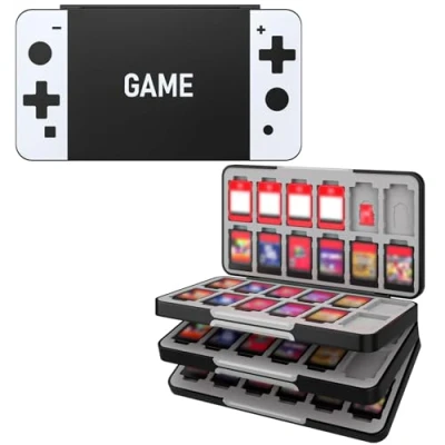 Afbeelding van MoKo BkWhtG speelkaarthoes, compatibel met Nintendo Switch OLED 2021/Switch/Switch Lite voor en SD kaart, dun draagbaar