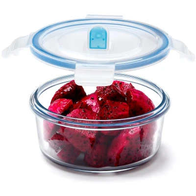 Afbeelding van NUTRIUPS Luchtdichte glazen voorraaddozen met deksel, ronde voedselopslagset, BPA vrij, voor het bereiden van maaltijden, reizen, vriezer, oven (0,45 l,