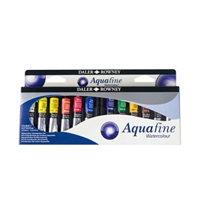 Image de Daler Rowney Aquafine Ensemble de peinture à base d&#039;eau 12 couleurs 8 ml (pack 12)